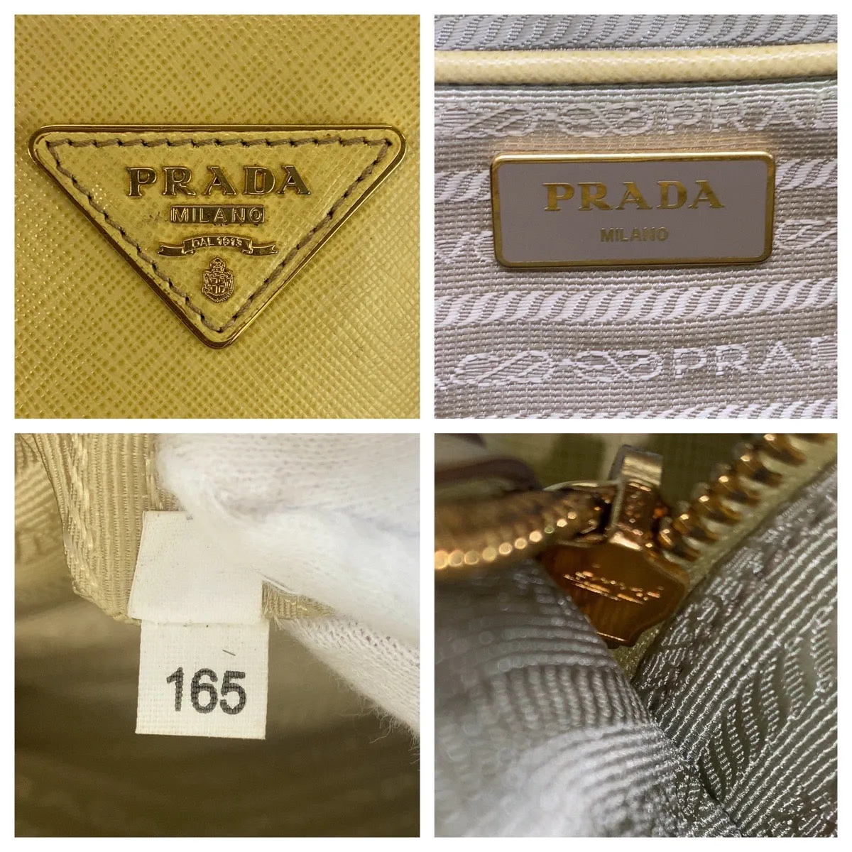 PRADA Handbag leather Yellow Gold Metal Handbag Shoulder Bag 2way Safiano Women Used
