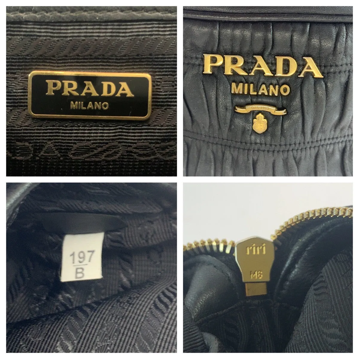 PRADA Shoulder Bag 1BH112  leather black Nappa leather Gathered