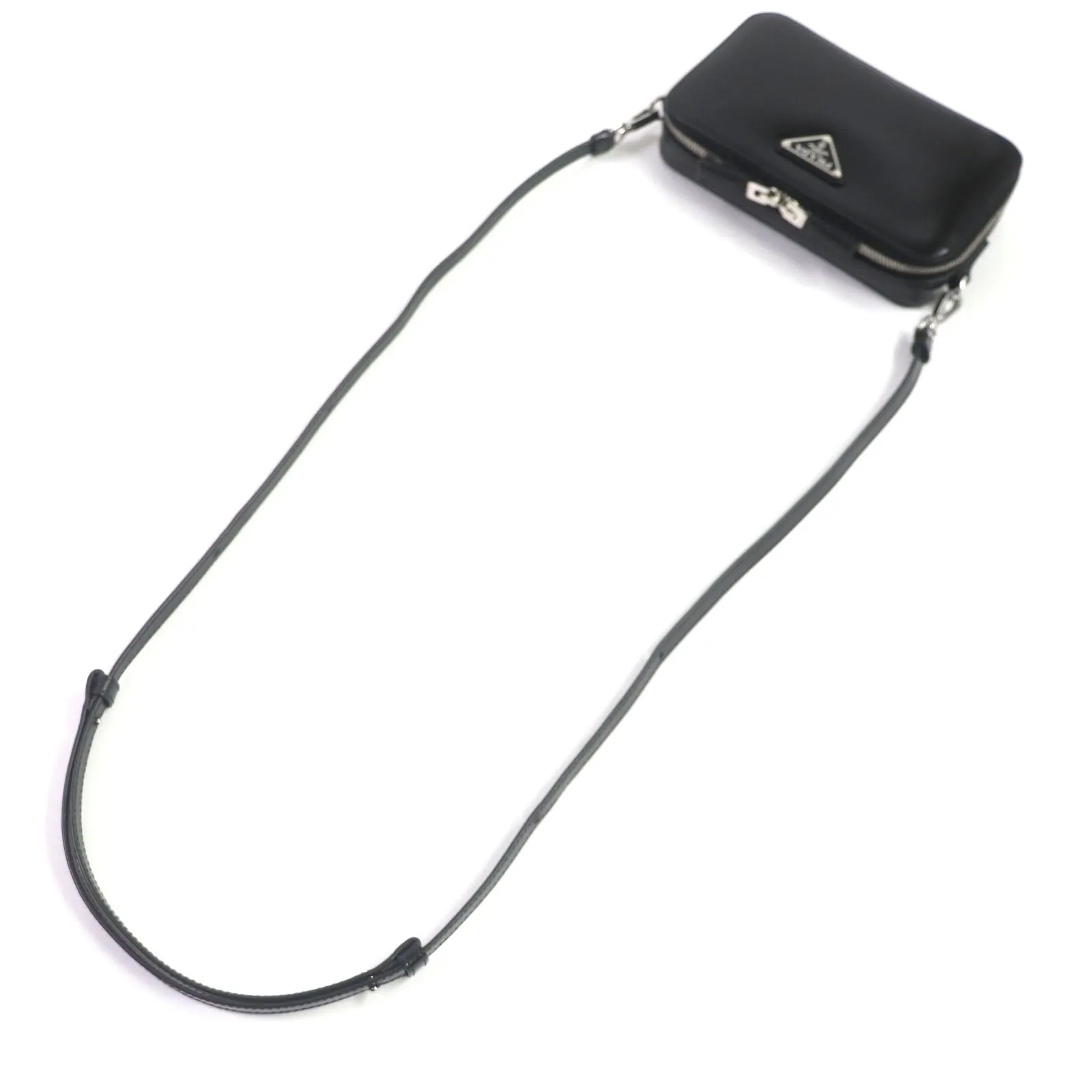 PRADA Shoulder Bag 2VH173 Brushed leather black Brick mens Used