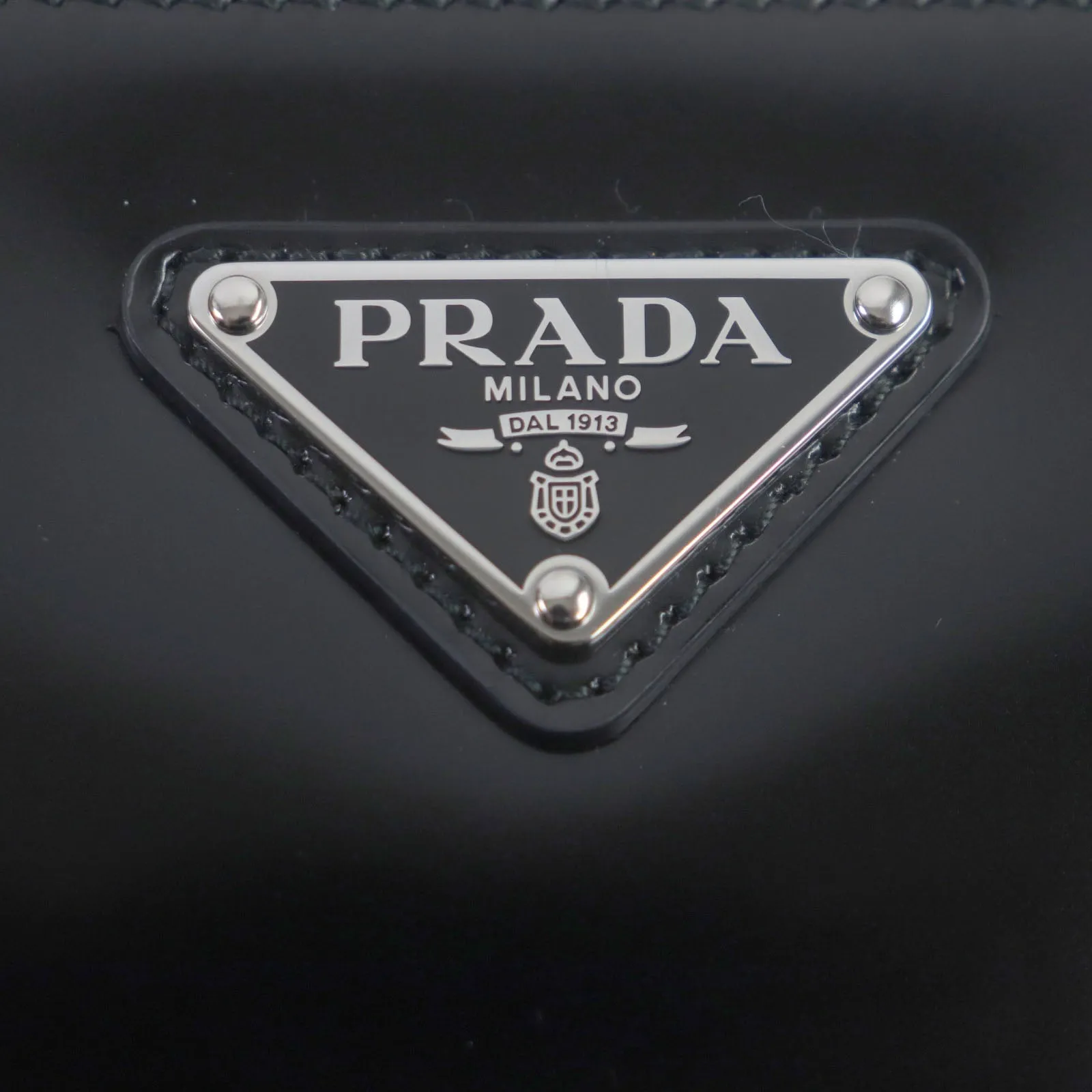PRADA Shoulder Bag 2VH173 Brushed leather black Brick mens Used