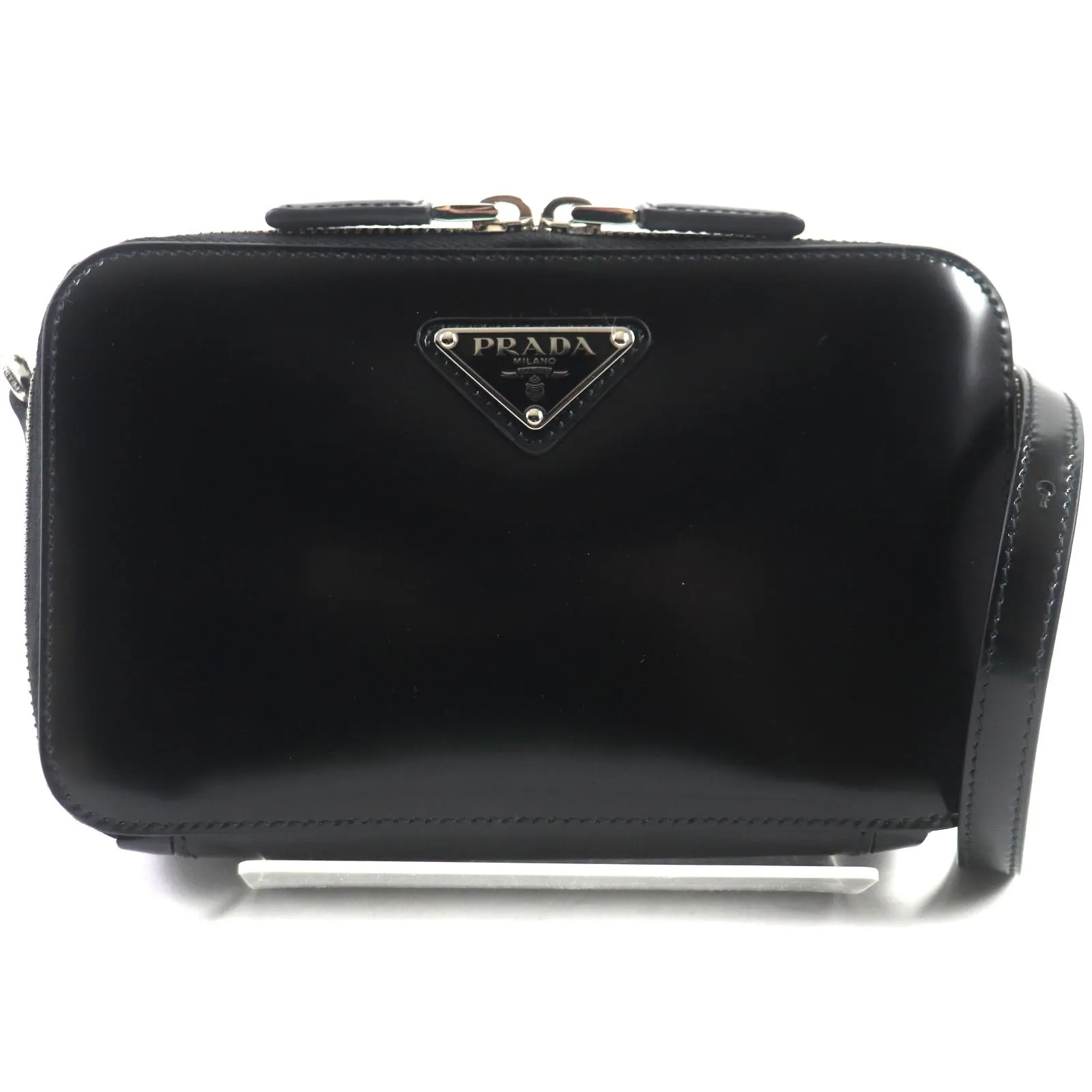 PRADA Shoulder Bag 2VH173 Brushed leather black Brick mens Used
