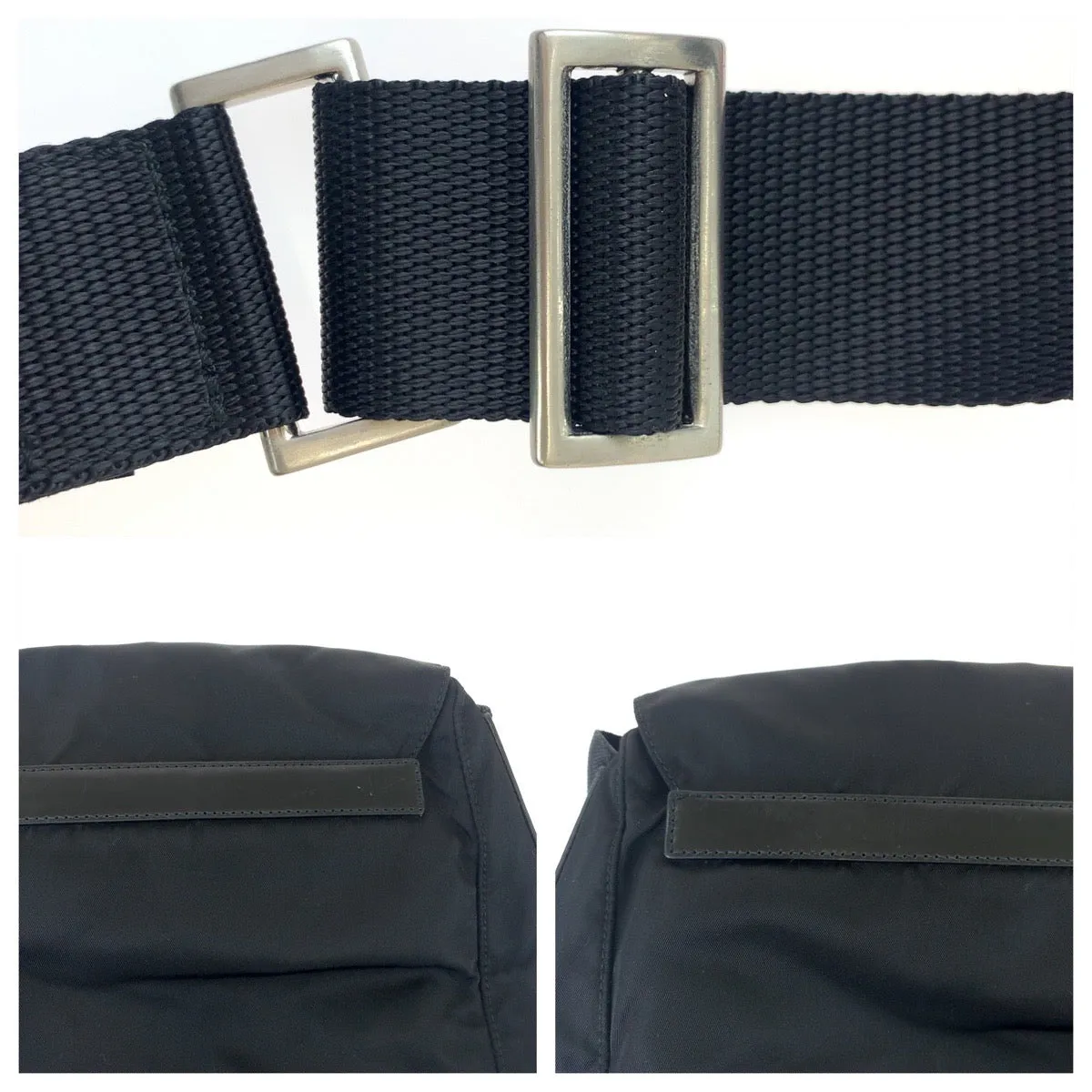 PRADA Shoulder Bag B8994 Nylon Black Silver Metal Crossbody Shoulder Bag Pochette Test Triangle With logo mens Used