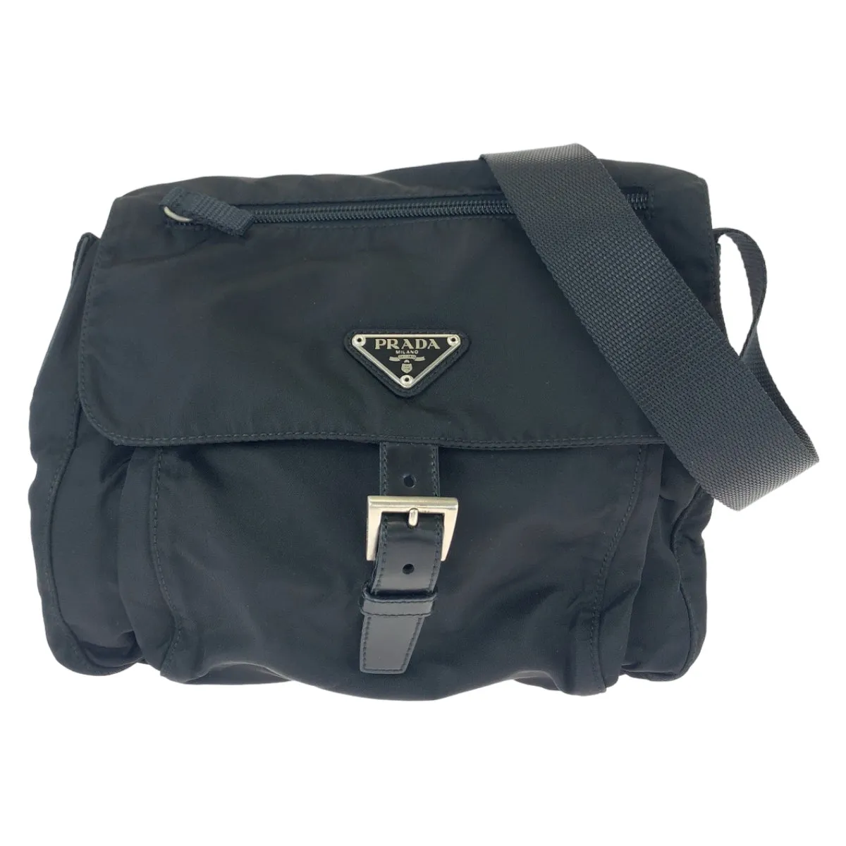 PRADA Shoulder Bag B8994 Nylon Black Silver Metal Crossbody Shoulder Bag Pochette Test Triangle With logo mens Used