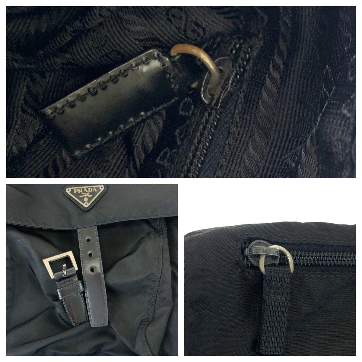 PRADA Shoulder Bag B8994 Nylon Black Silver Metal Crossbody Shoulder Bag Pochette Test Triangle With logo mens Used