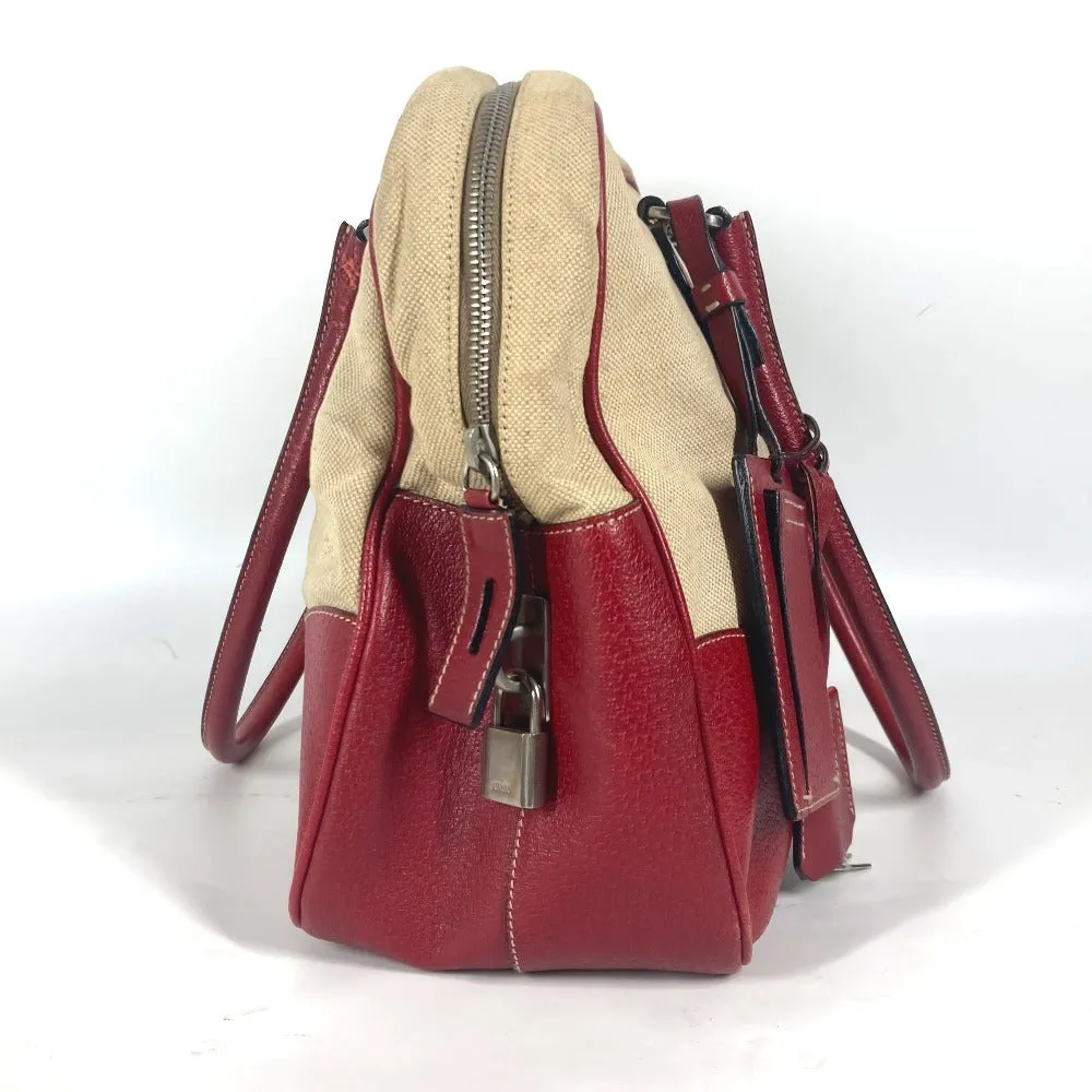 PRADA Shoulder Bag Leather / canvas beige By color Triangle logo plate Women Used