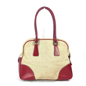 PRADA Shoulder Bag Leather / canvas beige By color Triangle logo plate Women Used