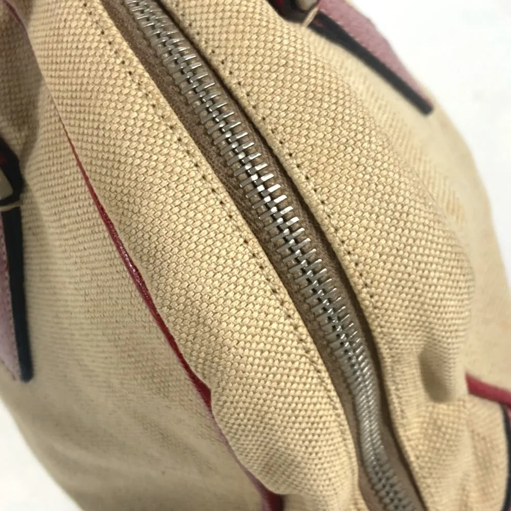 PRADA Shoulder Bag Leather / canvas beige By color Triangle logo plate Women Used