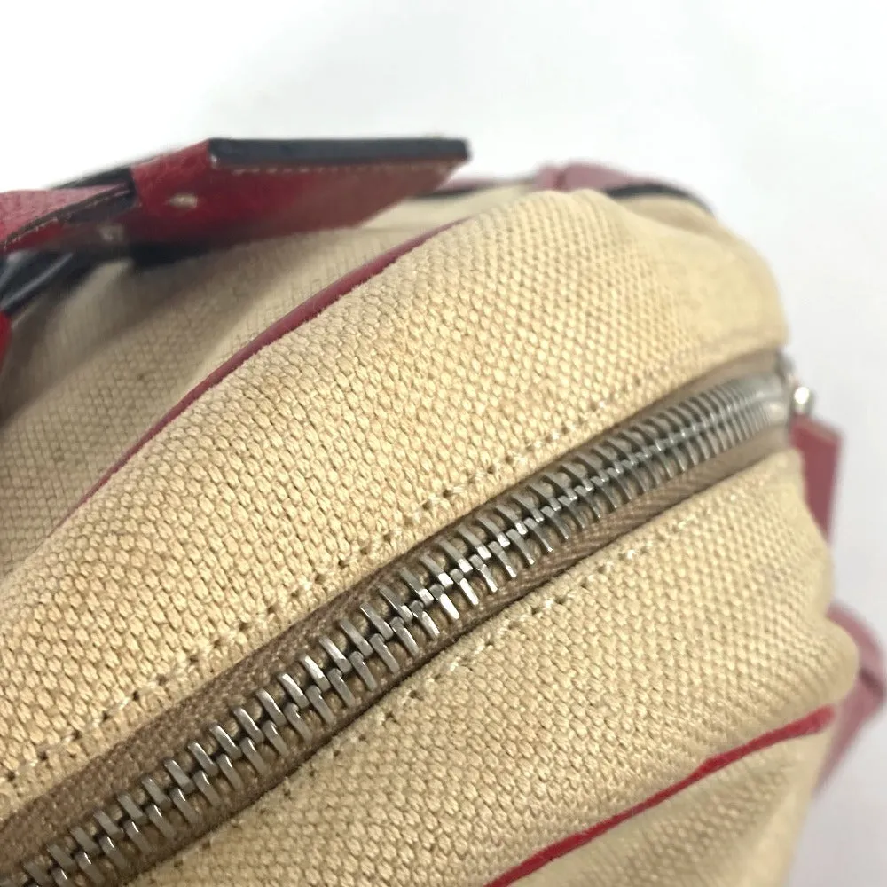 PRADA Shoulder Bag Leather / canvas beige By color Triangle logo plate Women Used