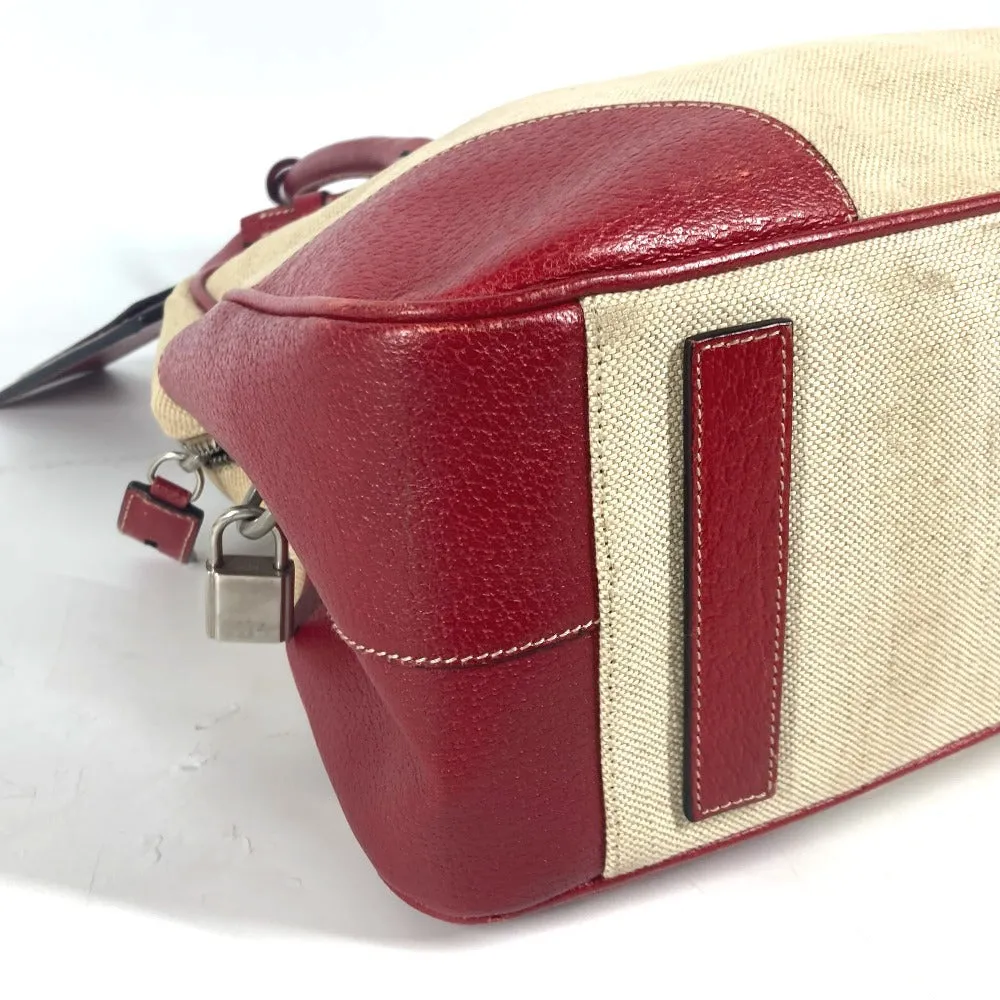 PRADA Shoulder Bag Leather / canvas beige By color Triangle logo plate Women Used