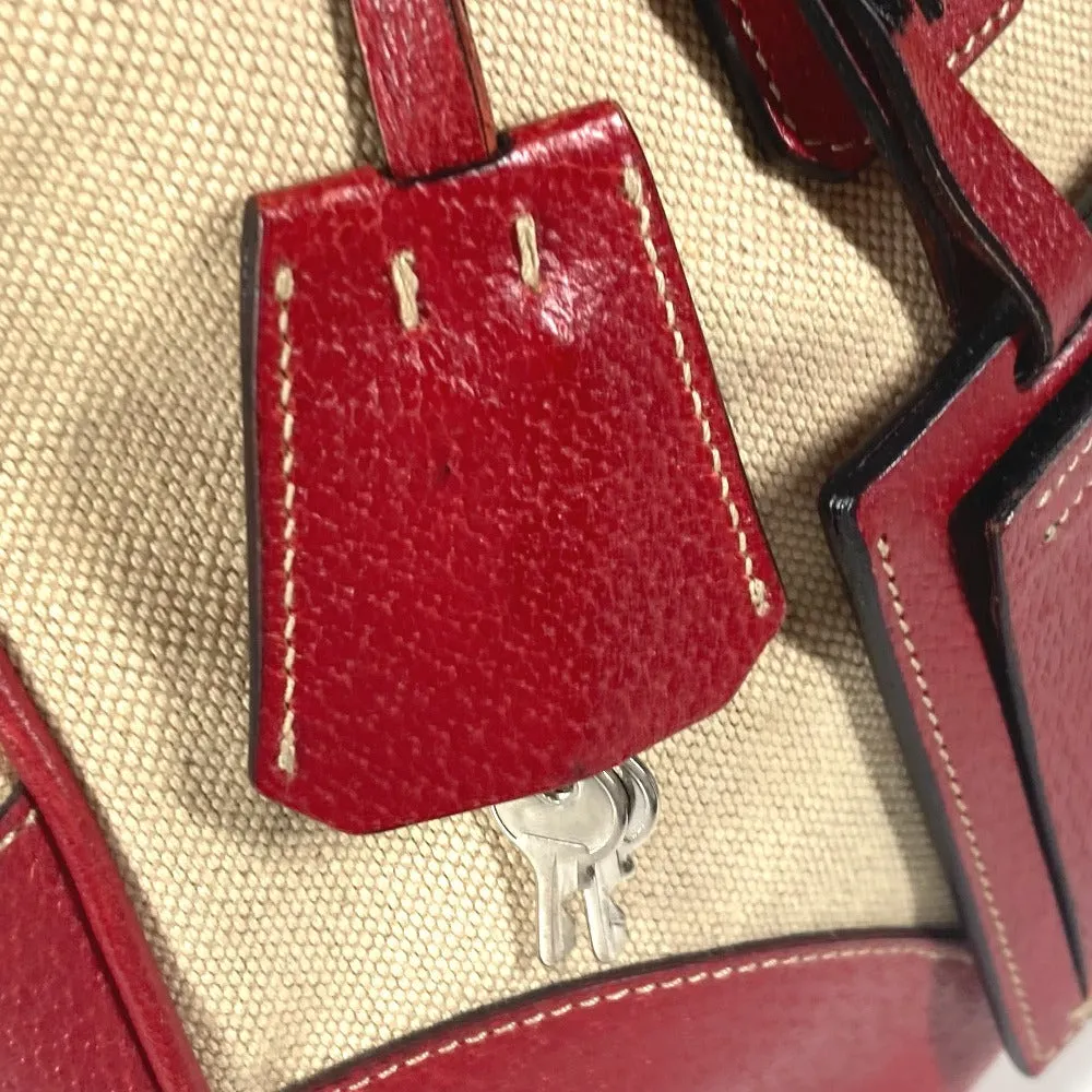 PRADA Shoulder Bag Leather / canvas beige By color Triangle logo plate Women Used