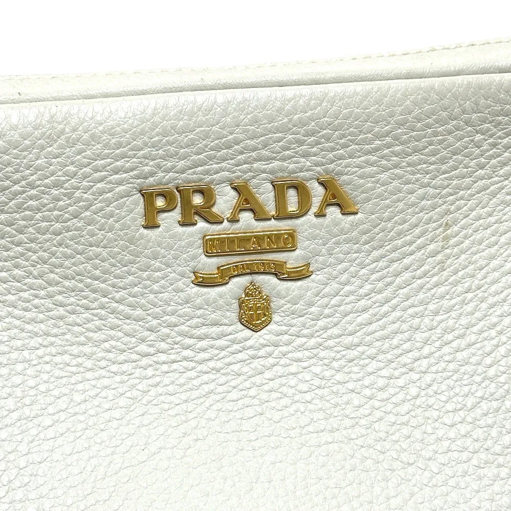 PRADA Shoulder Bag leather white logo
