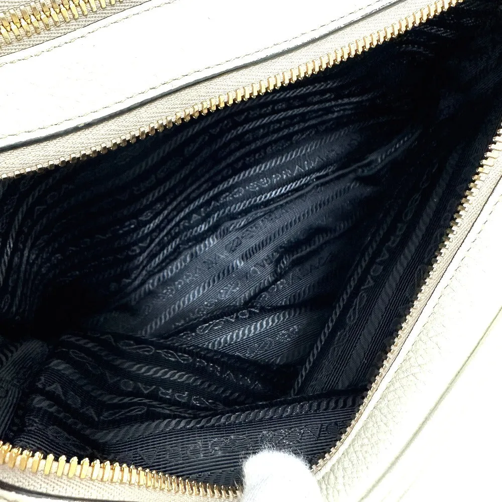 PRADA Shoulder Bag leather white logo