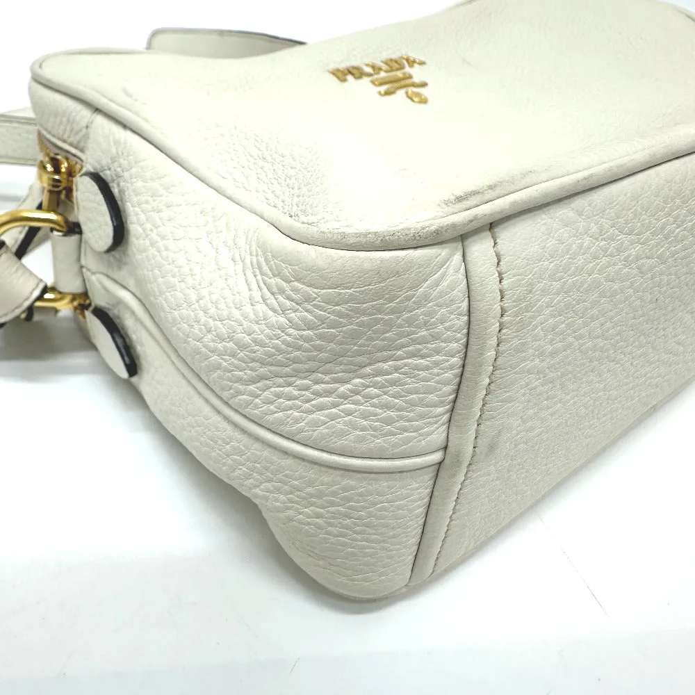 PRADA Shoulder Bag leather white logo