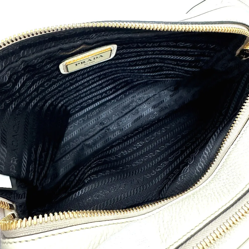 PRADA Shoulder Bag leather white logo