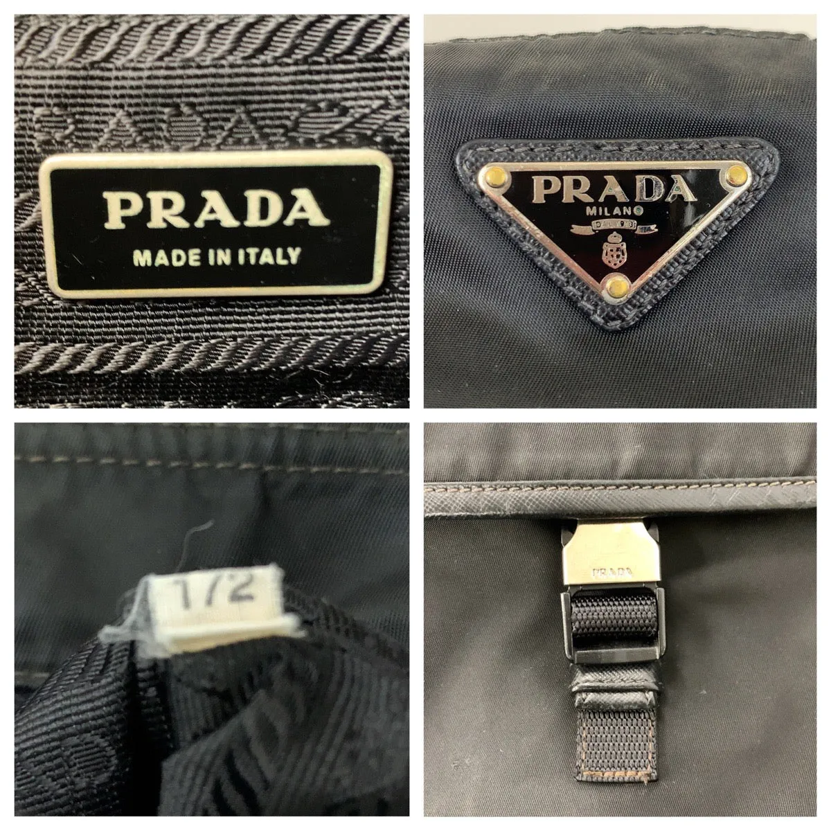 PRADA Shoulder Bag Nylon Black SilverMetal Crossbody Shoulder Bag Messenger Bag Triangle With logo Test mens Used
