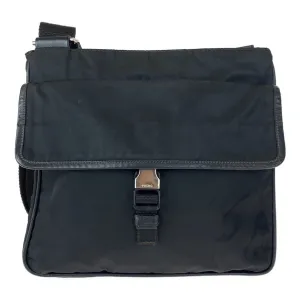 PRADA Shoulder Bag Nylon Black SilverMetal Crossbody Shoulder Bag Messenger Bag Triangle With logo Test mens Used