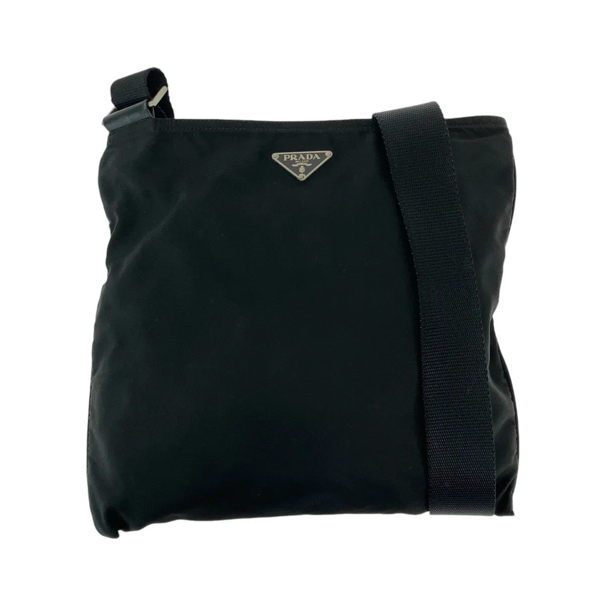 PRADA Shoulder Bag Nylon Black SilverMetal Crossbody Shoulder Bag Pochette Test Triangle With logo Women Used