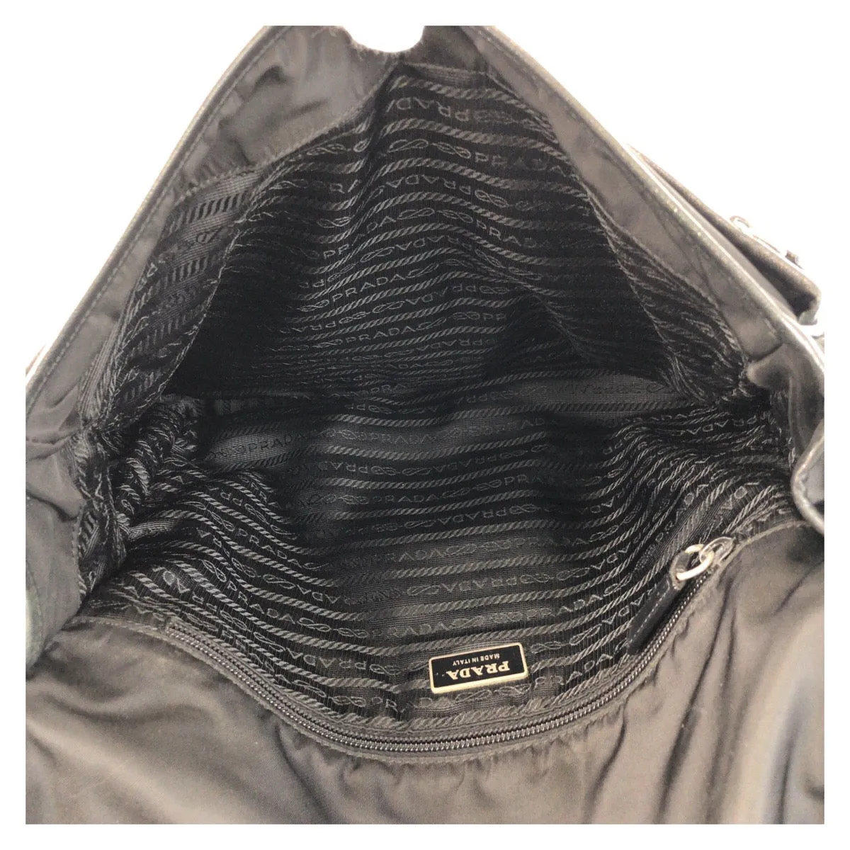 PRADA Shoulder Bag Nylon Black SilverMetal Shoulder Bag Messenger bag Test Triangle With logo Women Used