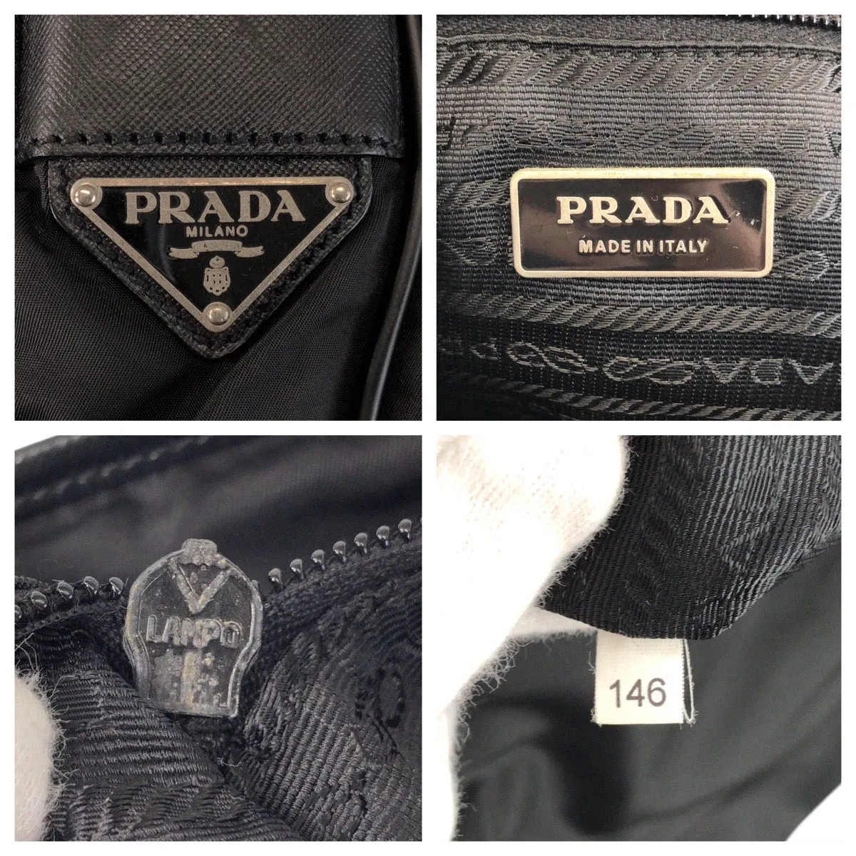 PRADA Shoulder Bag Nylon Black SilverMetal Shoulder Bag Messenger bag Test Triangle With logo Women Used
