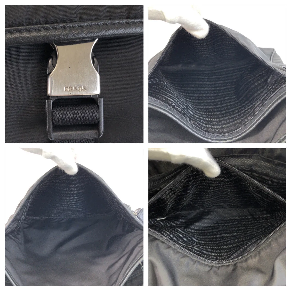 PRADA Shoulder Bag Nylon Black SilverMetal Shoulder Bag Messenger bag Test Triangle With logo Women Used