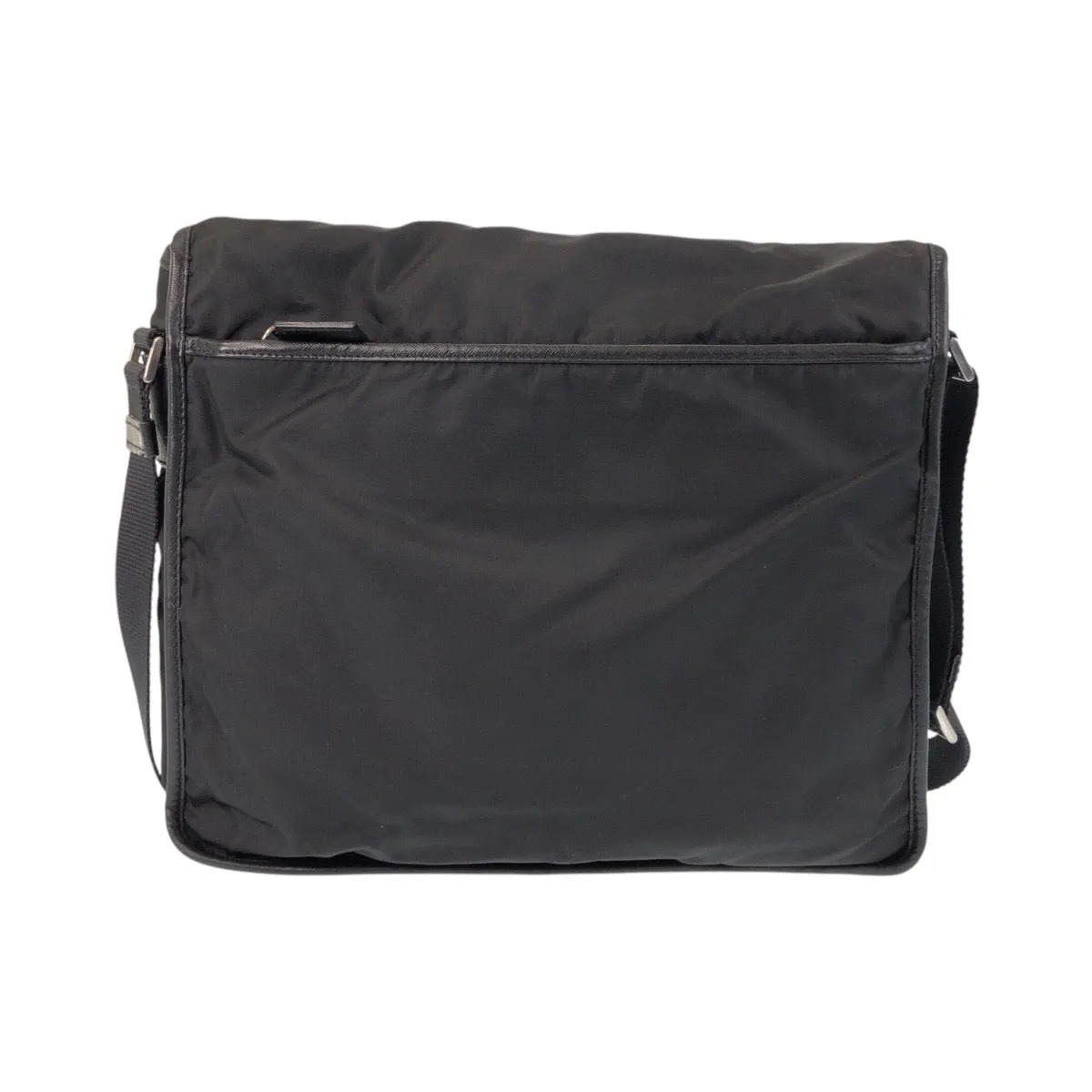 PRADA Shoulder Bag Nylon Black SilverMetal Shoulder Bag Messenger bag Test Triangle With logo Women Used