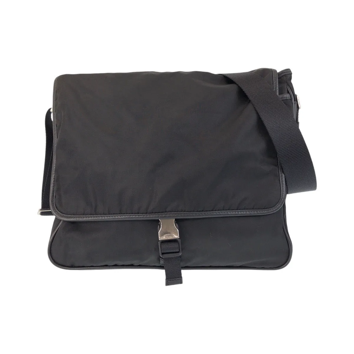 PRADA Shoulder Bag Nylon Black SilverMetal Shoulder Bag Messenger bag Test Triangle With logo Women Used