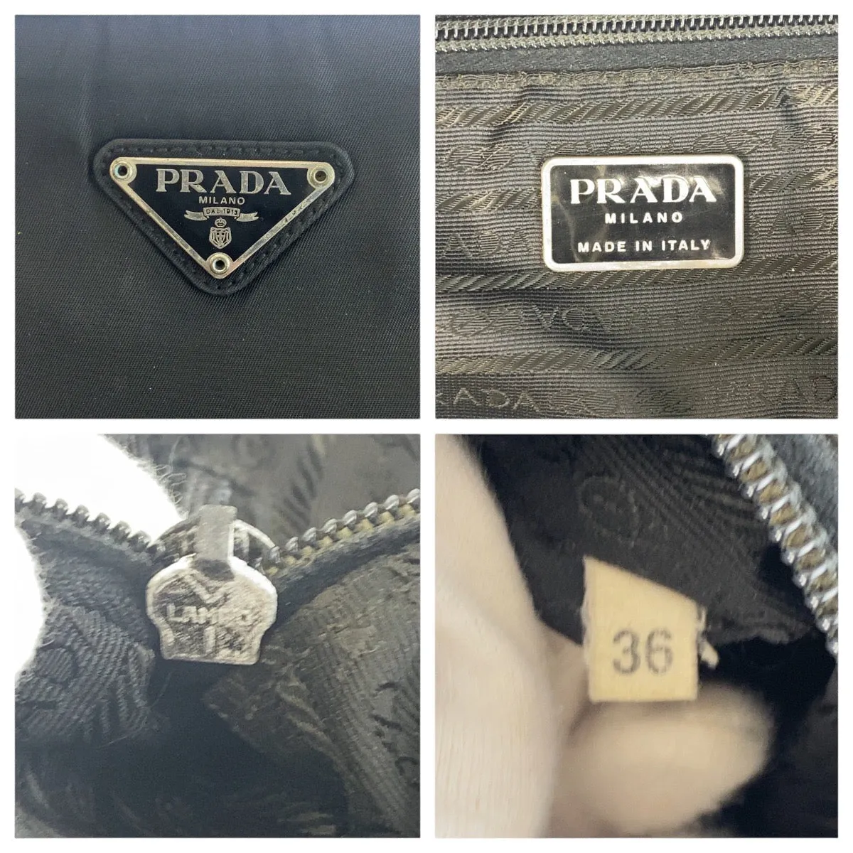 PRADA Shoulder Bag Nylon Black SilverMetal Test Triangle With logo