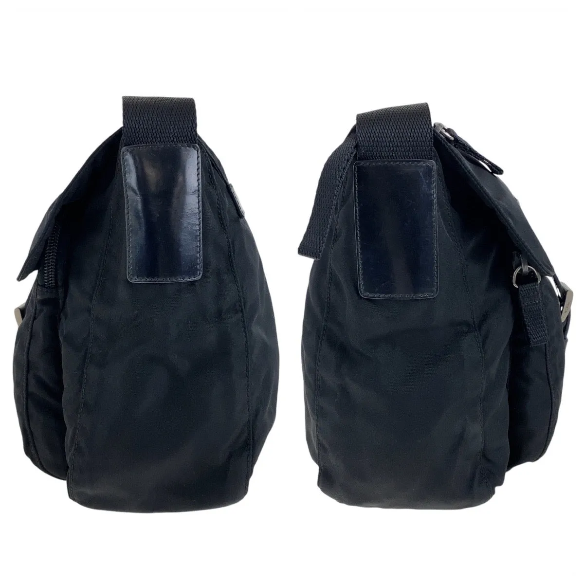 PRADA Shoulder Bag Nylon, Leather Black SilverMetal Crossbody Shoulder Bag Pochette Test Triangle With logo mens Used