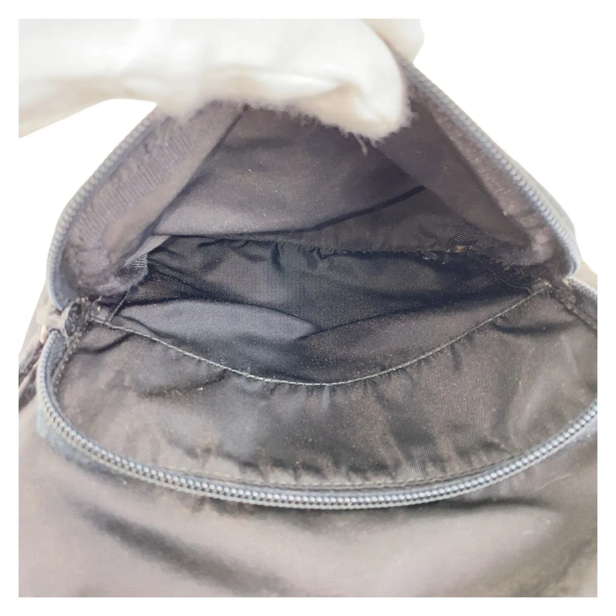 PRADA Shoulder Bag Nylon, Leather Black SilverMetal Crossbody Shoulder Bag Pochette Test Triangle With logo mens Used