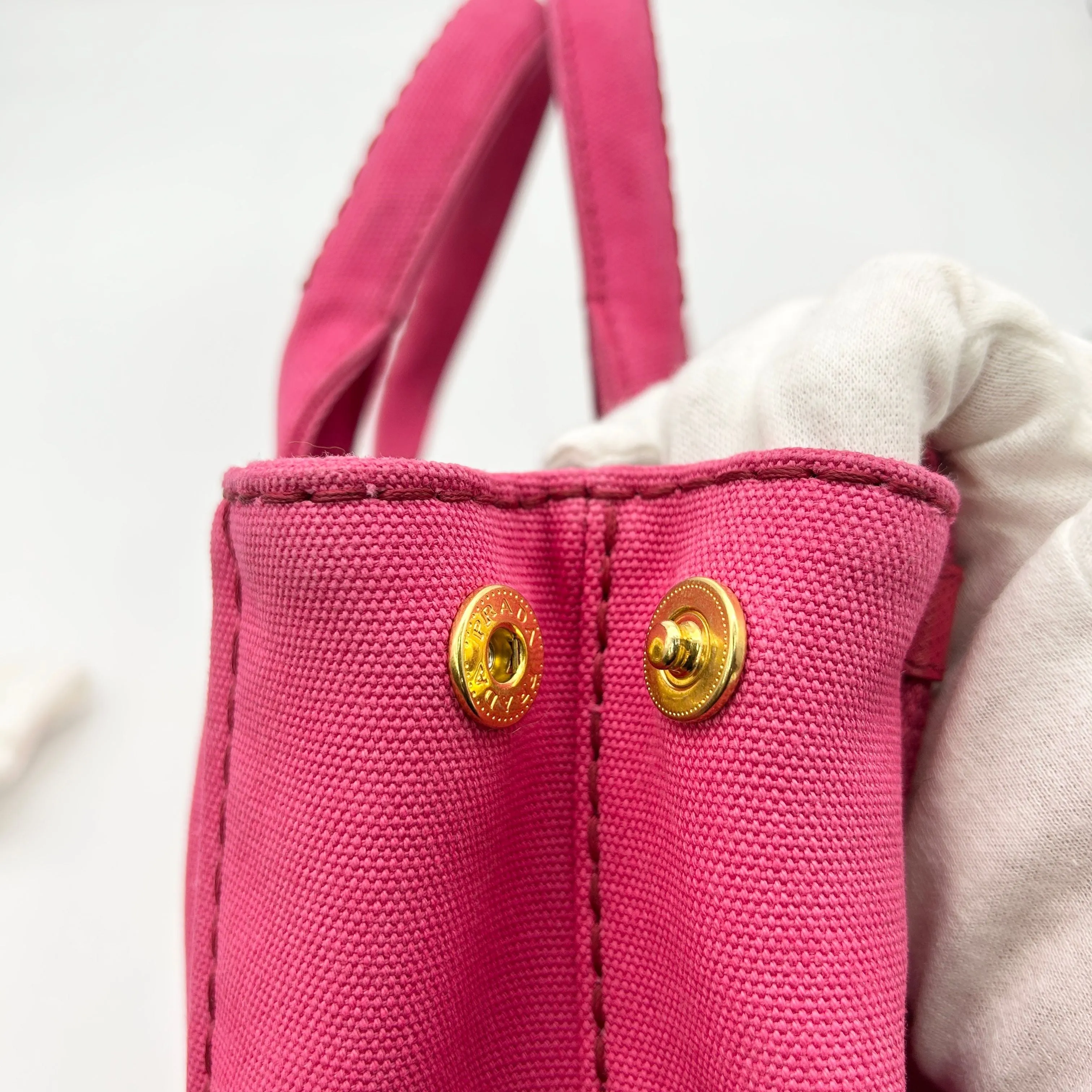 Prada Small Canapa Logo Tote w/ Strap - Pink Totes, Handbags LA7910