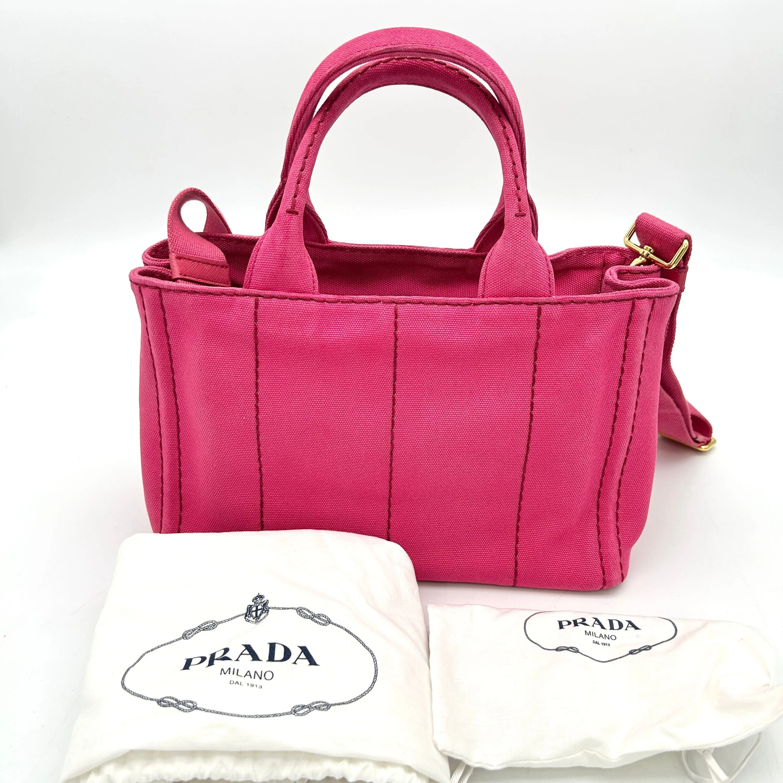 Prada Small Canapa Logo Tote w/ Strap - Pink Totes, Handbags LA7910
