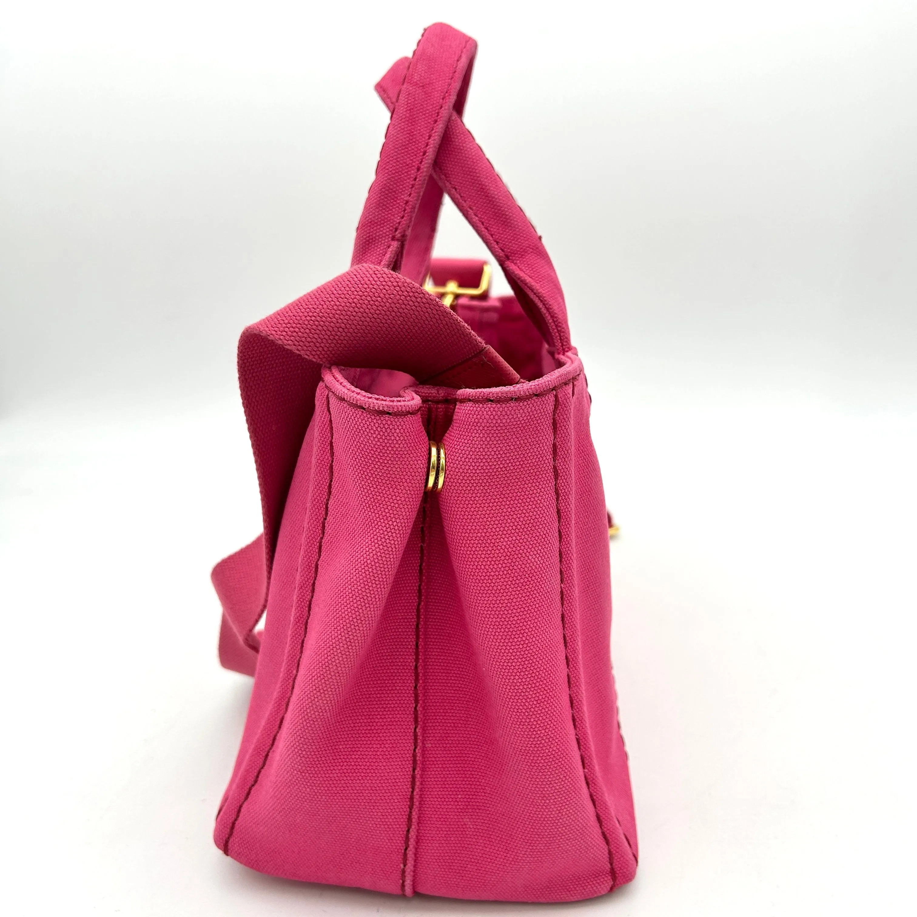 Prada Small Canapa Logo Tote w/ Strap - Pink Totes, Handbags LA7910