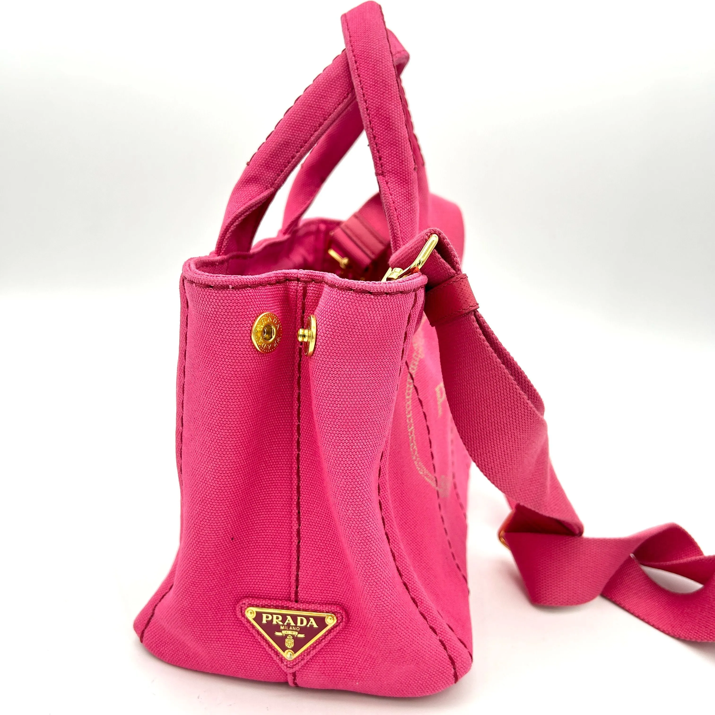 Prada Small Canapa Logo Tote w/ Strap - Pink Totes, Handbags LA7910