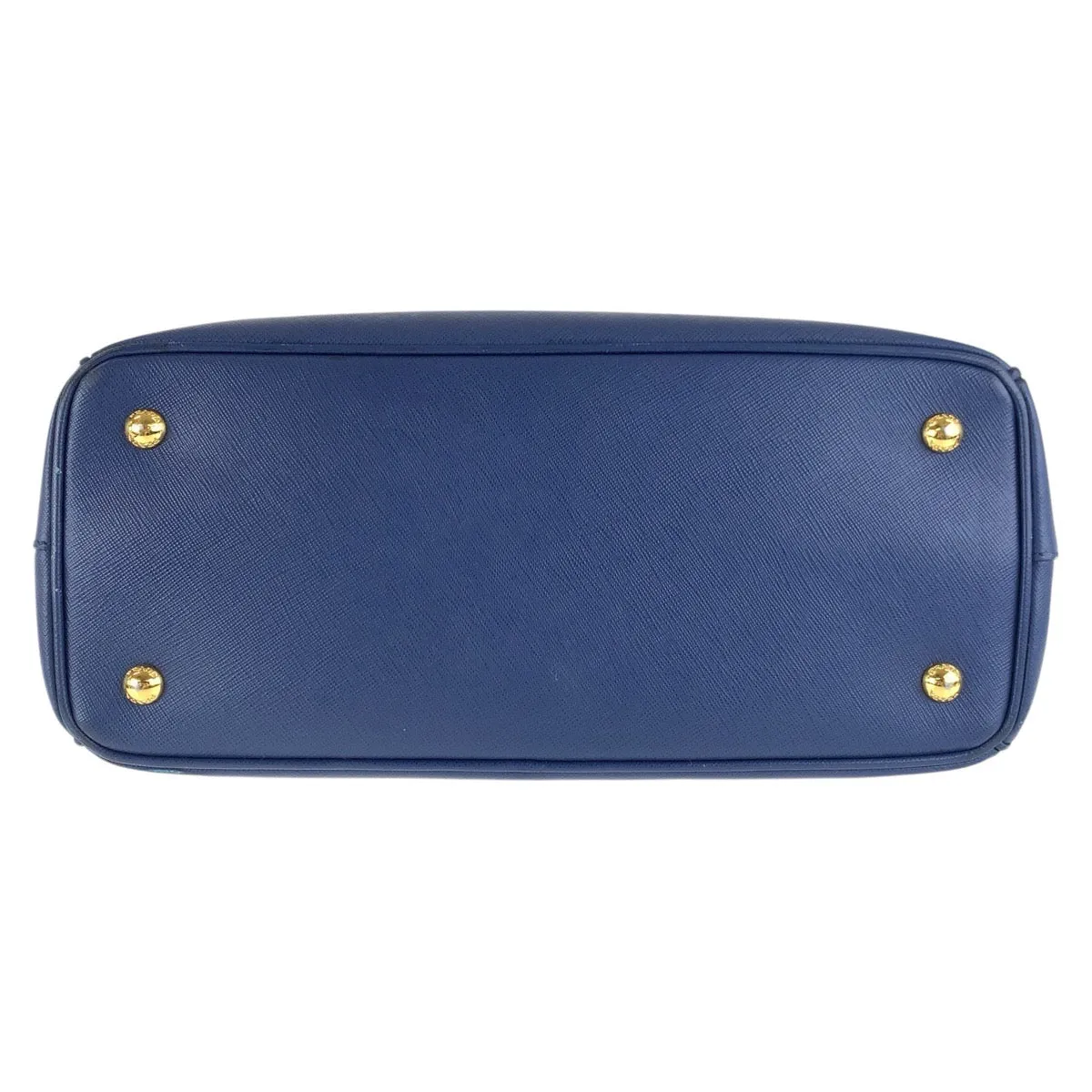 PRADA Tote Bag leather Blue GoldMetal Tote Bag Shoulder Bag 2way Safiano Galleria TriangleWith logo Women Used