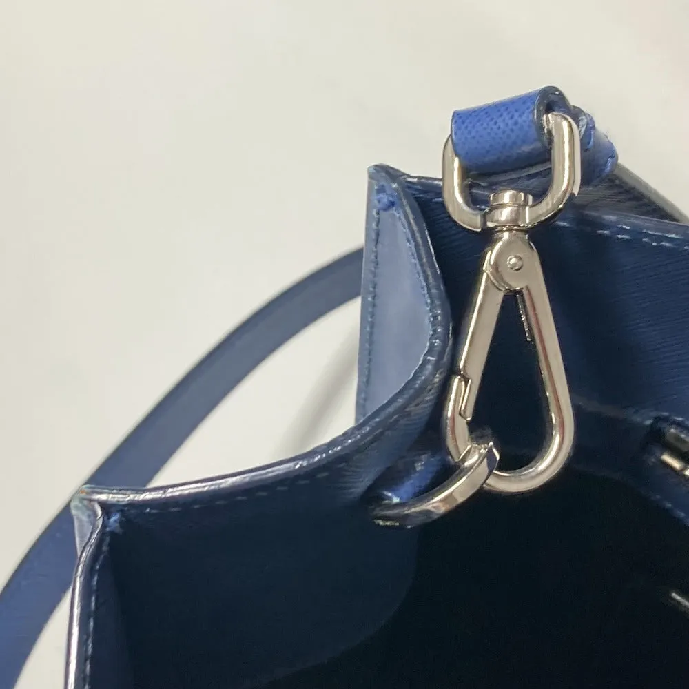 PRADA Tote Bag Safiano leather blue Bag Crossbody Shoulder Bag Triangle logo plate