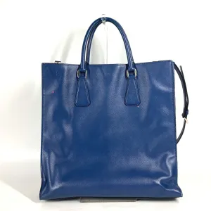 PRADA Tote Bag Safiano leather blue Bag Crossbody Shoulder Bag Triangle logo plate