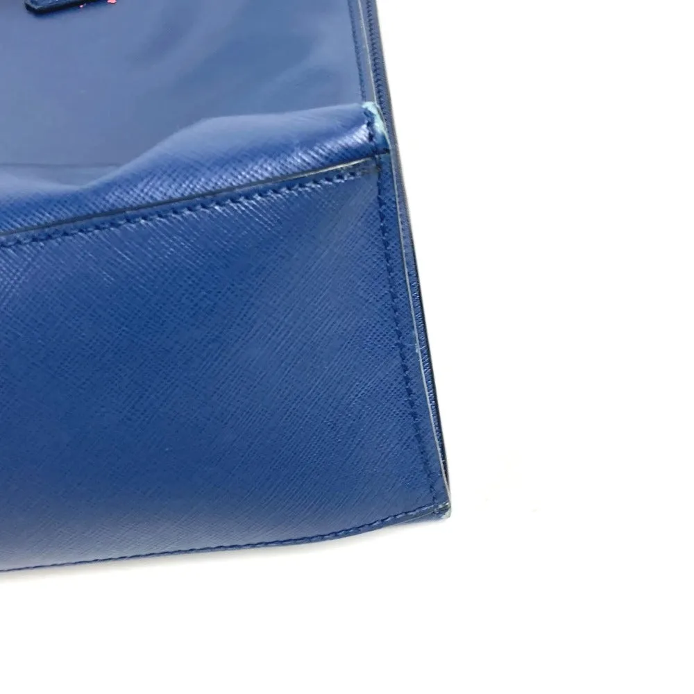 PRADA Tote Bag Safiano leather blue Bag Crossbody Shoulder Bag Triangle logo plate