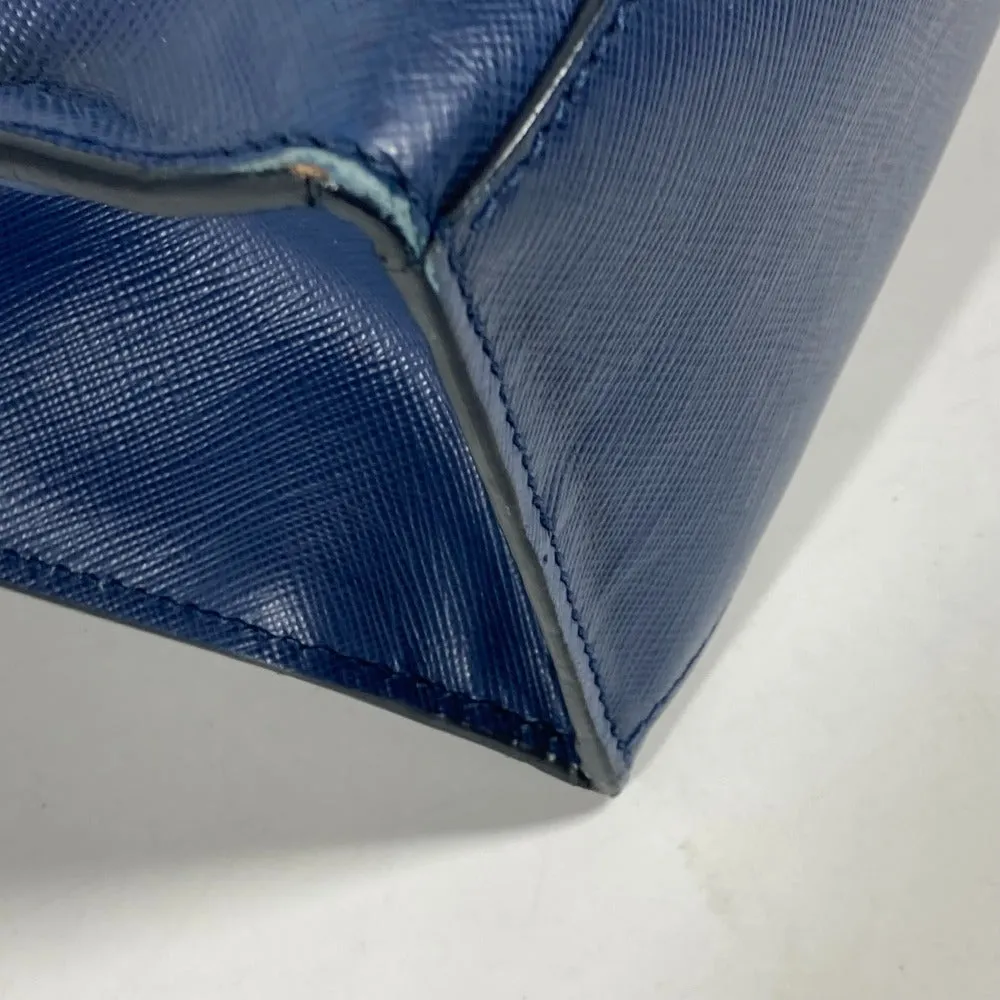 PRADA Tote Bag Safiano leather blue Bag Crossbody Shoulder Bag Triangle logo plate