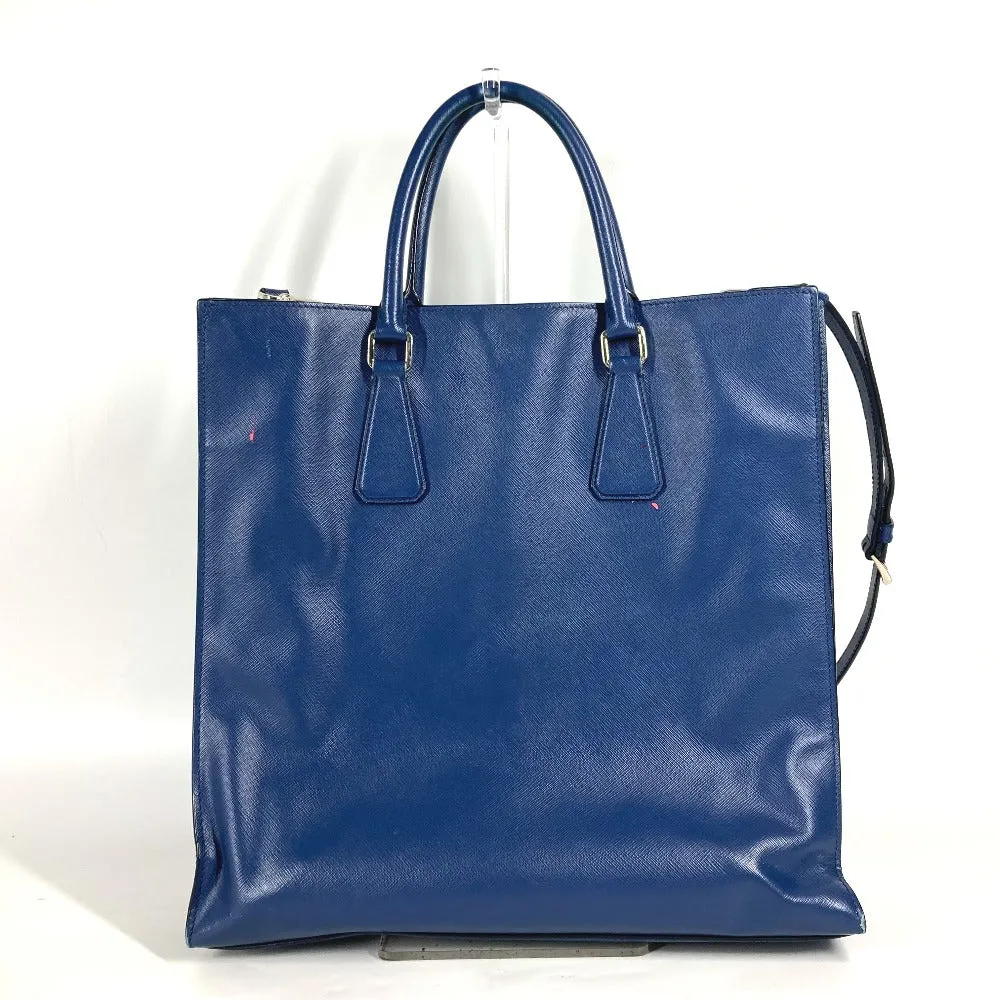 PRADA Tote Bag Safiano leather blue Bag Crossbody Shoulder Bag Triangle logo plate