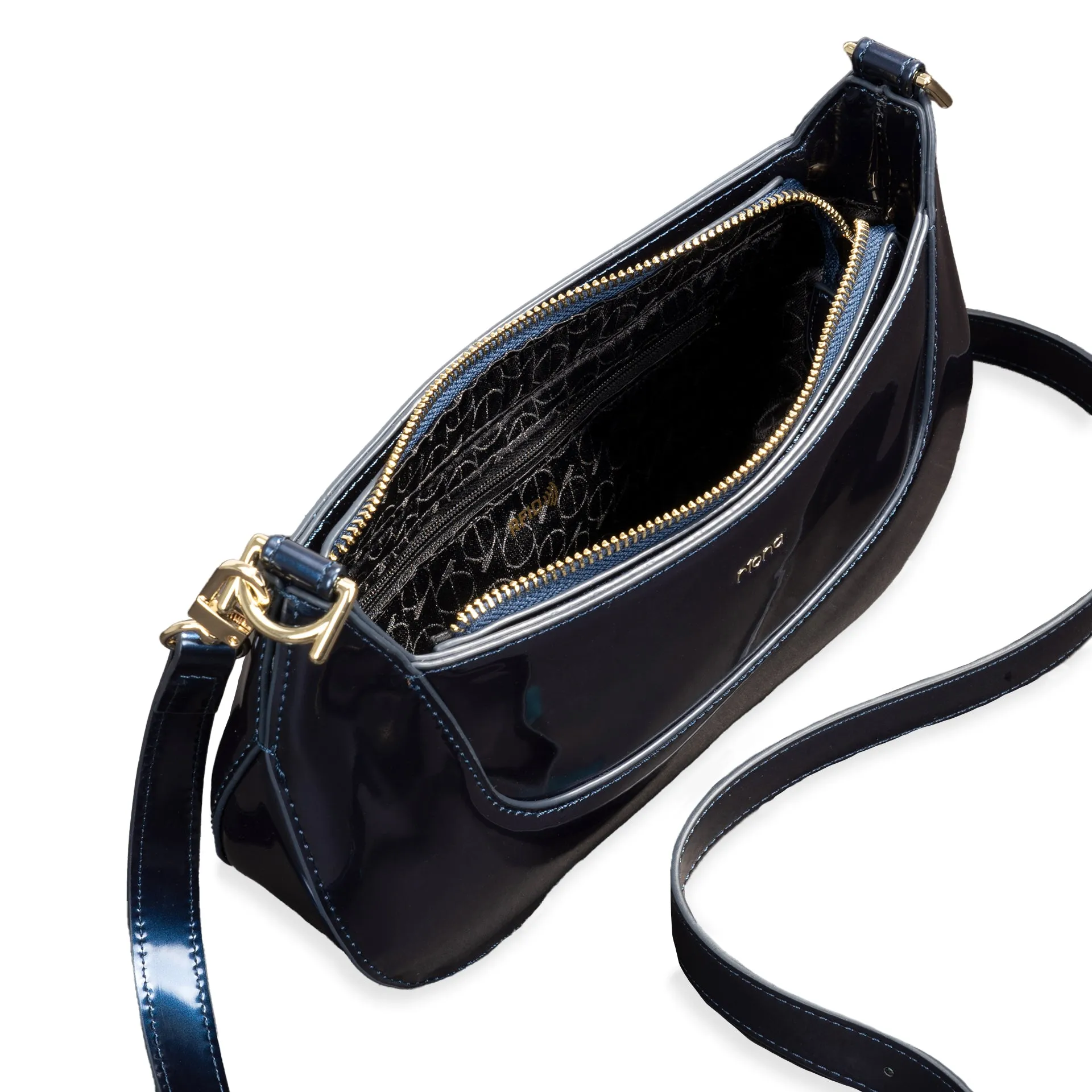 Riona Ella RFID Patent Baguette Black