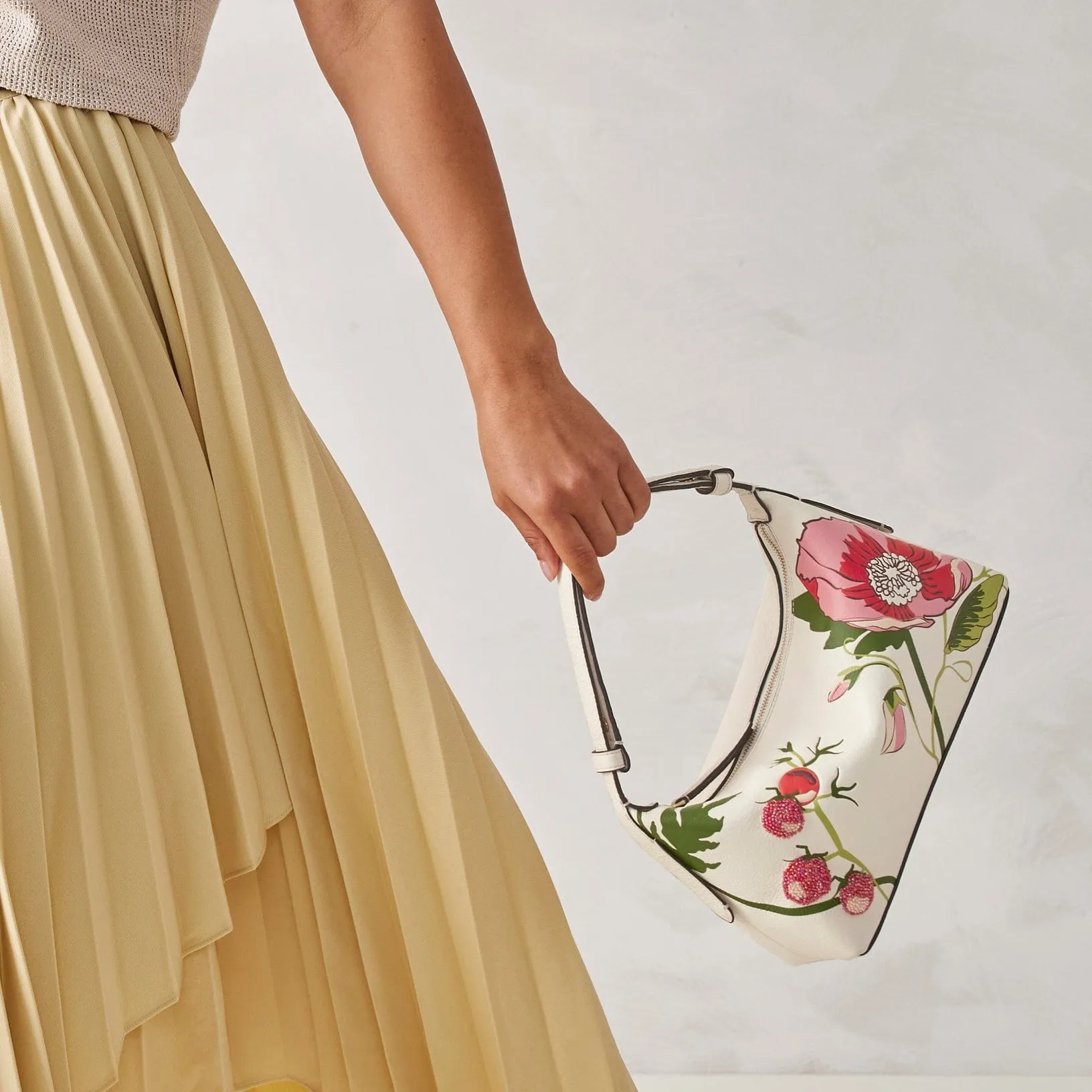 Roxbury Crescent Shoulder Bag Meadow Bouquet Cottage Cream