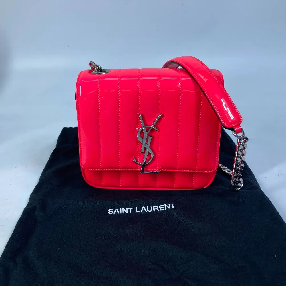 SAINT LAURENT PARIS Shoulder Bag 538439 Patent leather Pink type YSL vicky small Women Used