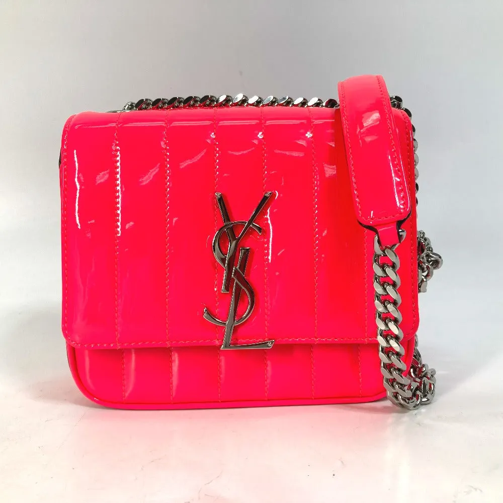 SAINT LAURENT PARIS Shoulder Bag 538439 Patent leather Pink type YSL vicky small Women Used
