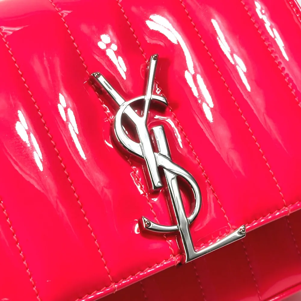 SAINT LAURENT PARIS Shoulder Bag 538439 Patent leather Pink type YSL vicky small Women Used