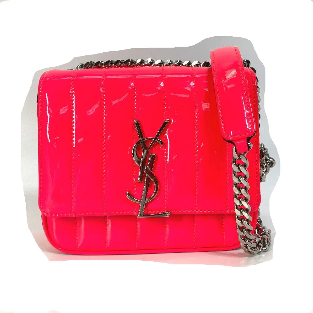 SAINT LAURENT PARIS Shoulder Bag 538439 Patent leather Pink type YSL vicky small Women Used