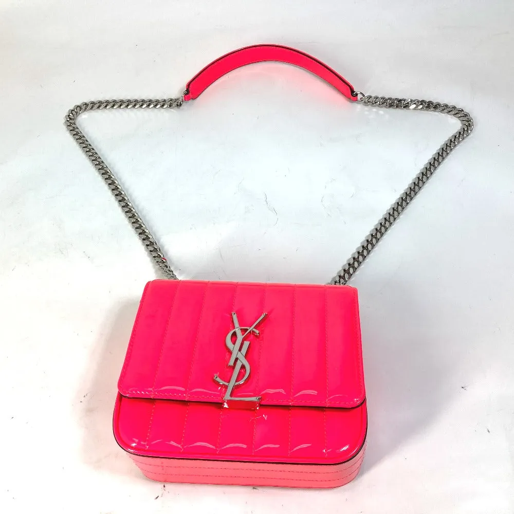 SAINT LAURENT PARIS Shoulder Bag 538439 Patent leather Pink type YSL vicky small Women Used