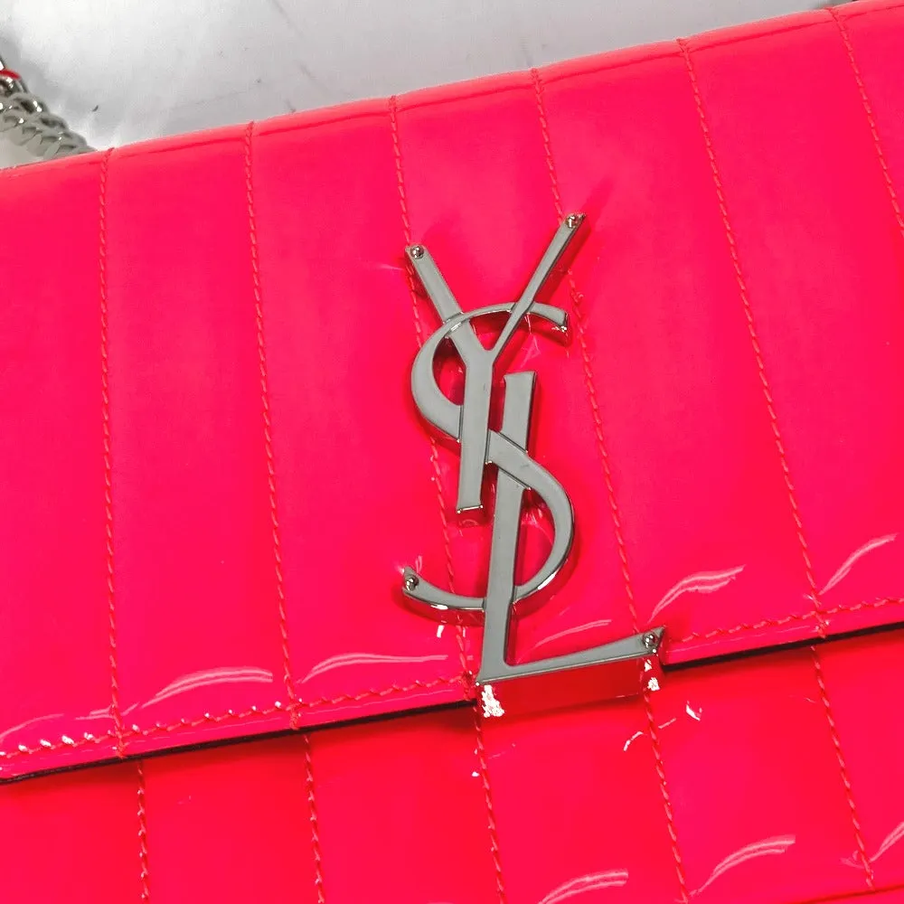 SAINT LAURENT PARIS Shoulder Bag 538439 Patent leather Pink type YSL vicky small Women Used