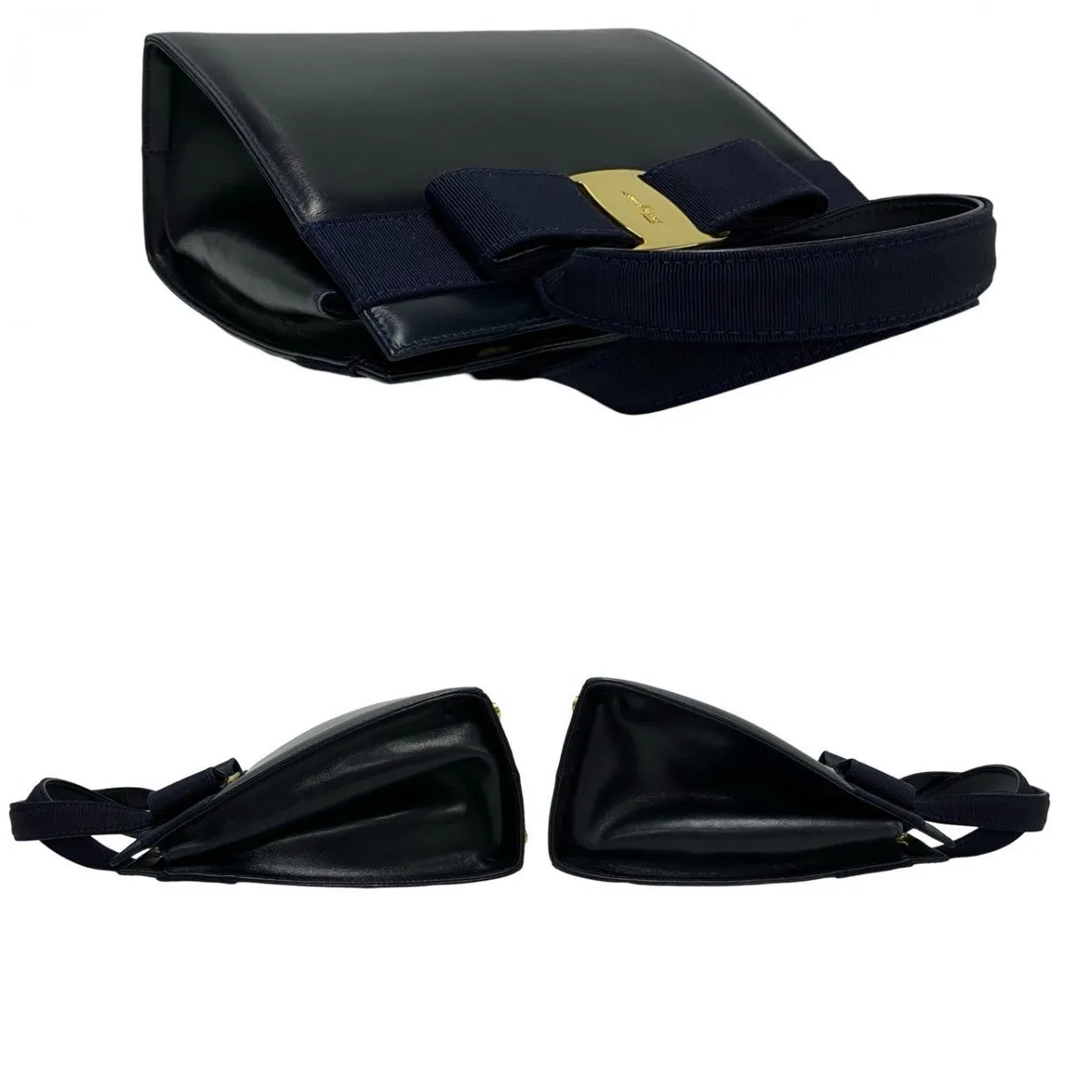 Salvatore Ferragamo Shoulder Bag Calfskin Navy
