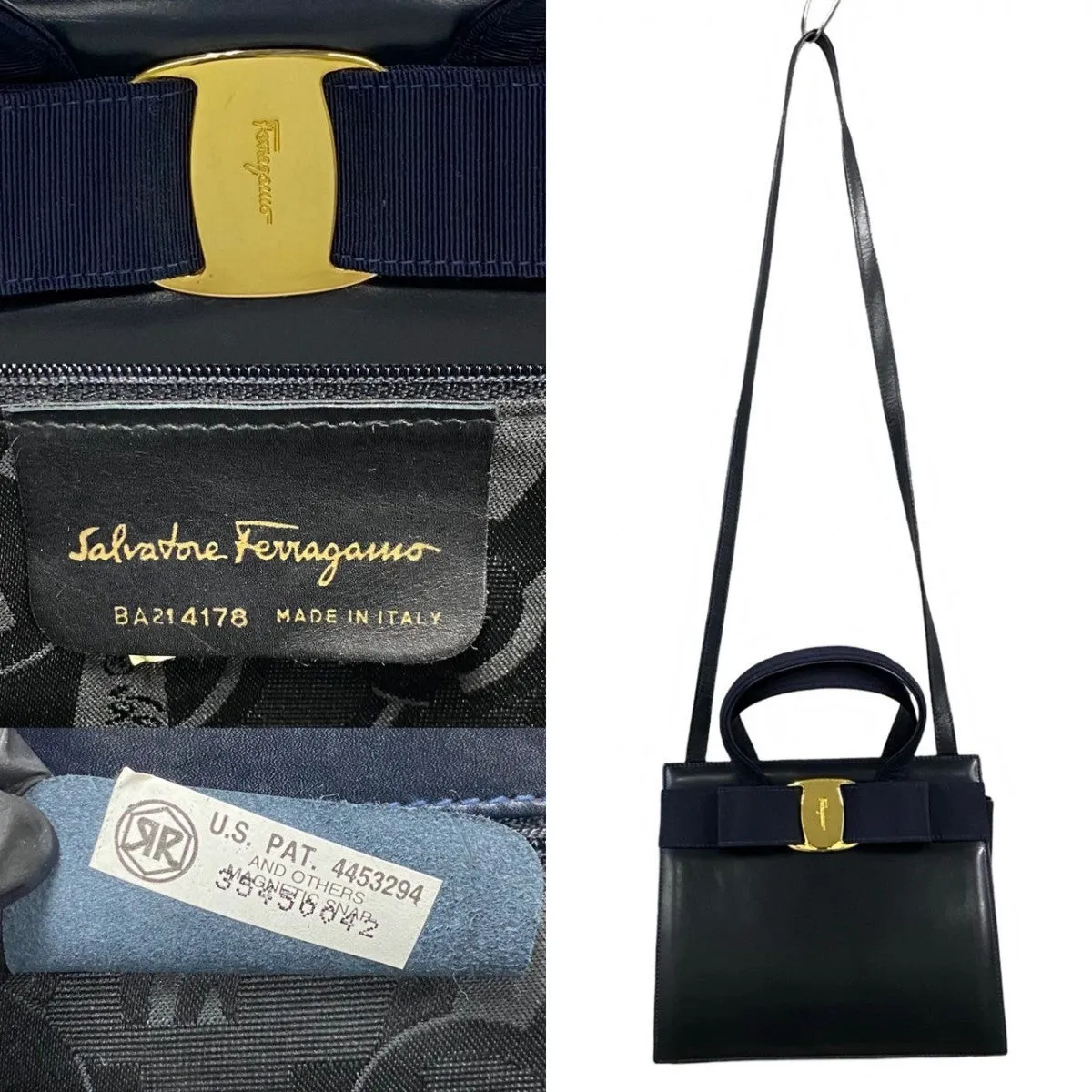 Salvatore Ferragamo Shoulder Bag Calfskin Navy