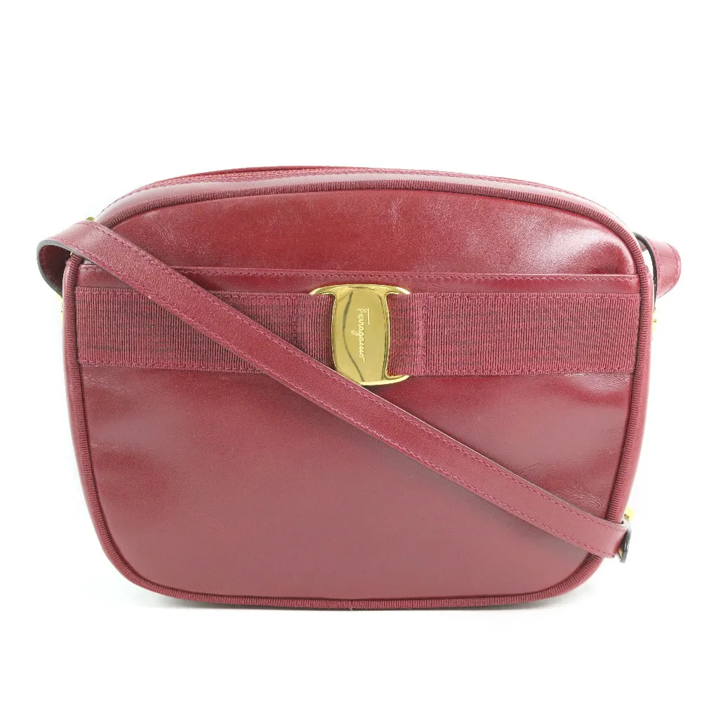 Salvatore Ferragamo Shoulder Bag Calfskin Red Vara ribbon Women Used